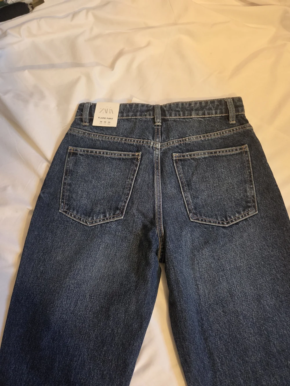 ZARA High-Rise Dark Blue Wide-Leg Women's Jeans